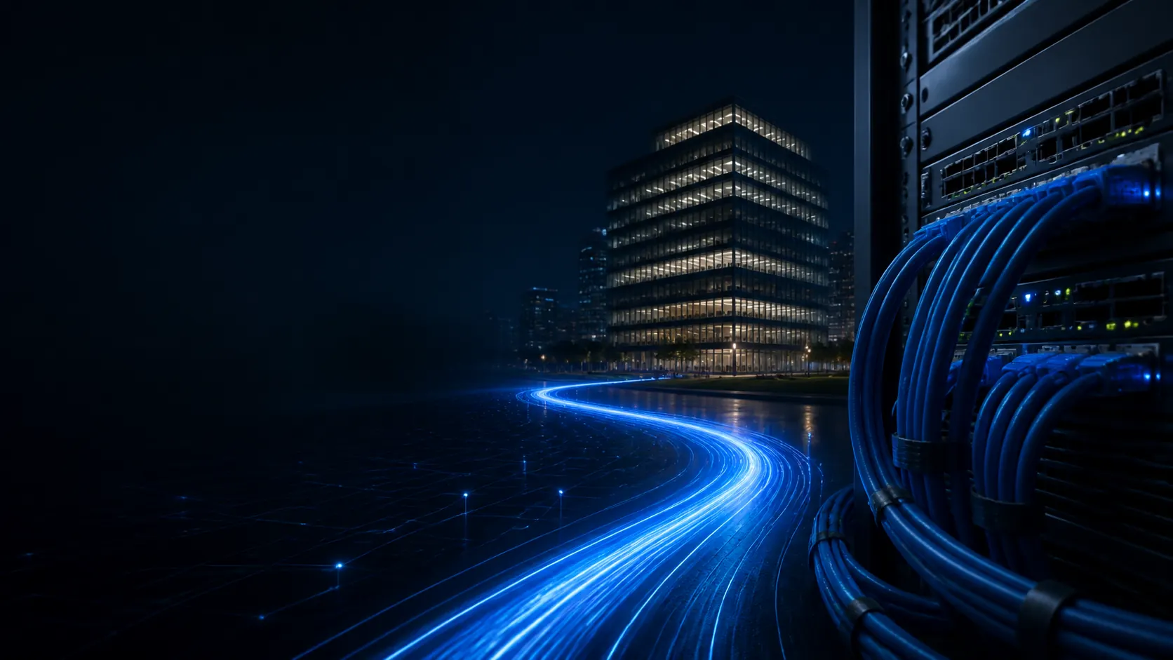 Dedicated Internet connection path linking servers and office buildings