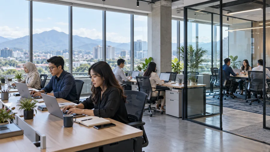 Ilustrasi aktivitas kerja di kantor modern