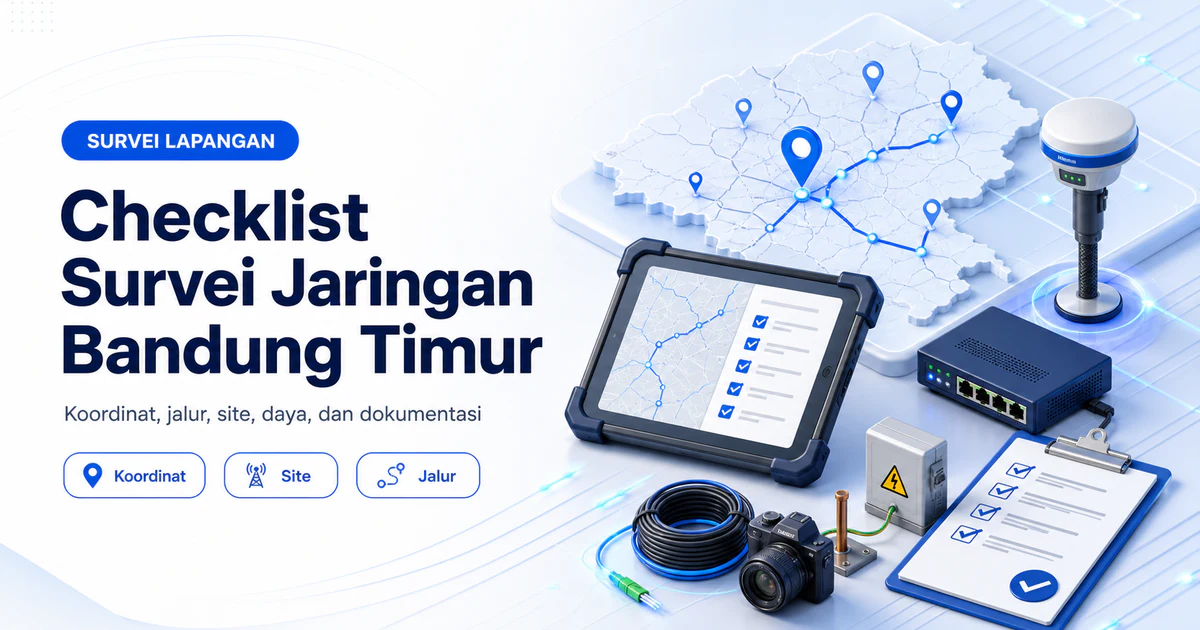 Ilustrasi checklist survei jaringan ISP untuk lokasi di Bandung Timur